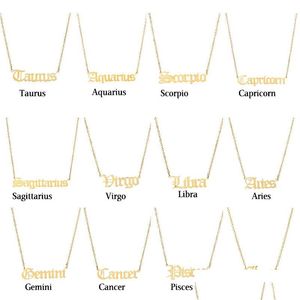 Collares pendientes 12 Signo del zodiaco Carta Constelaciones Collar para mujeres Hombres Virgo Leo Libra Escorpio Sagitario Capricornio Cumpleaños Dhrgu