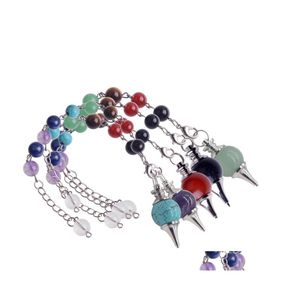 Collares pendientes 12Pc / Set 7 Chakra Piedra Pendum Curación Cristal Cuarzo Collar Espiritualidad Yoga Joyería Mujer Hombre Regalo Gota Deli Dhgqw