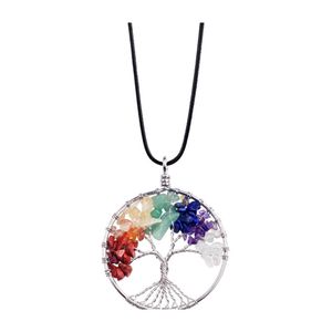 Hangende kettingen 12pc/set Fashion Classic Old Necklace Gem Tree 7 Chakra Stone Life voor mannen en vrouwen Gift Mothers Day Dro Dhihu