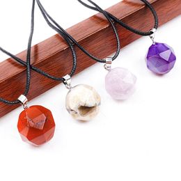 Pendentif Colliers 12pcs / lot naturel rouge jaspe agates cristal pierre polie aventurine coupe collier de guérison pour femmes et hommespendentif