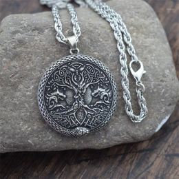 Pendentif Colliers 12pcs Arbre de vie Loup Serpent Collier Ouroboros Viking Talisman Norse World Jewelry301M