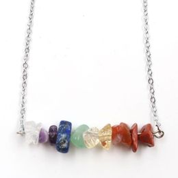 Pendentif Colliers 12pieces Reiki Guérison Collier de cristal naturel Irrégulière Gravier Chips Pierre Améthystes Amazonite Lapis Lazuli Qu276V