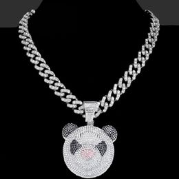 Pendentif Colliers 13mm Iced Out Bling Cristal Miami Cubain Lien Chaîne Hip Hop Hommes Femmes Panda Collier Rappeur Rock Bijoux CadeauPendentifPendentif