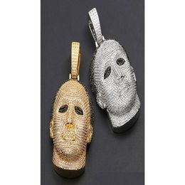 Pendentif Colliers 14K glacé or personnalisé Michael Myers pendentif Cz grande taille solide caractère pendentifs Hiphop bijoux noël Valenti Dh5Qv