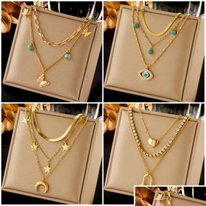 Colliers pendants 14k Jaulaire Butterfly Lock Lock Blue Eyes Collier pour femmes Nouvelles bijoux de chaîne de cou MtiLery