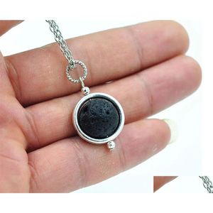 Colliers pendants 14 mm Collier de perle de lave-rock aromathérapie à huile essentielle Diffuseur Black Lava Bijoux pour les femmes Meilleurs cadeaux DRIV1B