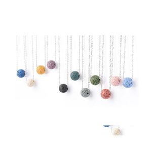 Hangende kettingen 14 mm ronde lava ball bead vulkaan ketting aromatherapie etherische oliediffuser zwarte roestvrijstalen ketting druppel de dhqth