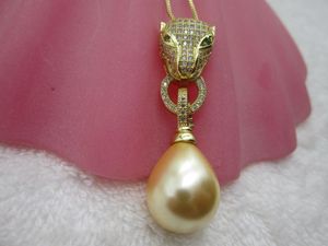 Collares colgantes 16-18MM Real Natural Mar del Sur Collar de perlas de concha de oro 17-18 