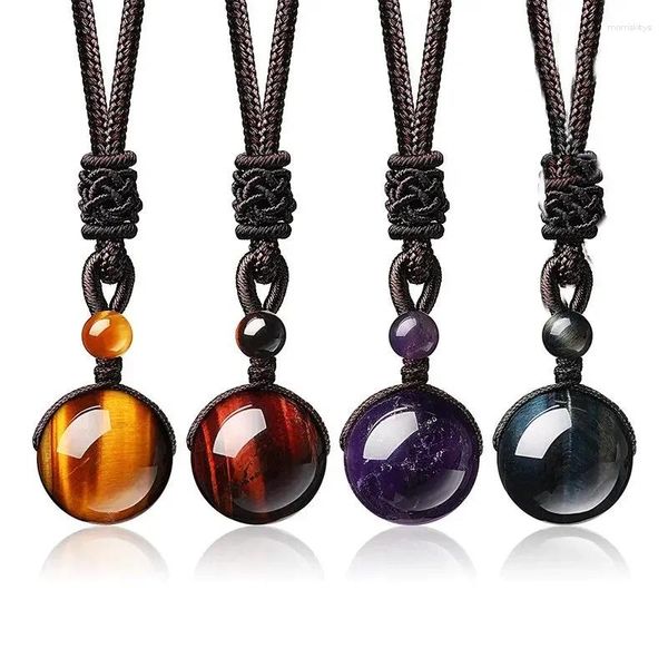 Colliers pendants 16 mm Eyes de tigre d'obsidien noir