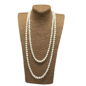 Pendentif Colliers 160cm Long Collier de perles 9 10mm Chaîne de pull d'eau douce naturelle pour femmesbijoux cadeau 230831