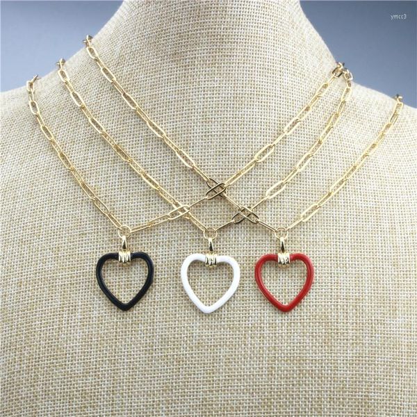 Collares colgantes 16 pulgadas 10 unids/lote diseño colorido esmalte collar forma de corazón componente plateado cadena de rosario al por mayor