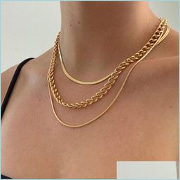 Hanger kettingen 17 km mode mti-gelaagde slangenketting ketting voor vrouwen vintage gouden munt parel choker trui kettingen feest jood dh8xu