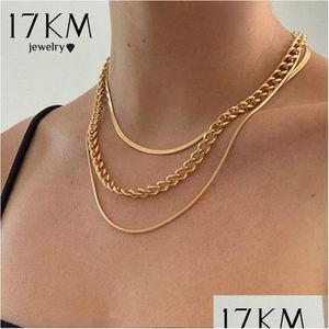 Hanger Kettingen 17Km Mode Mti-Gelaagde Slang Ketting Voor Vrouwen Vintage Gouden Munt Parel Choker Trui Kettingen P Dhgarden Otdhg