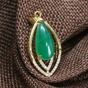 Hangende kettingen 18 32 mm goudkleur groene natuurlijke chalcedony jades stenen traan traan druppel fit diy lange ketting ketting vrouwen sieraden b1858