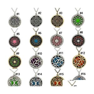 Hangende kettingen 18 stijlen Essentiële oliediffuser Opening holle drijvende aromatherapie Locket Link Chain For Women Fashion Jewelry Otyhd