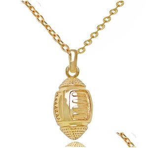 Collares pendientes 18K Oro Fútbol americano Deportes para mujeres Rugby Forma Cadenas Amantes de la moda Joyería Regalo Entrega de la gota Colgantes Dhax4