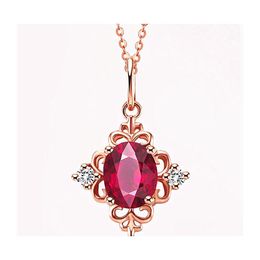 Hangende kettingen 18k gouden ketting luxe ruby ​​edelsteen voor vrouwen sier bruiloft sieraden saffier hangers luckyhat drop levering dh5ut