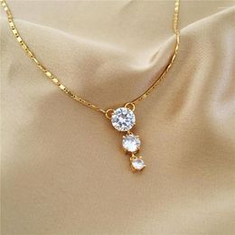 Pendentif Colliers 18K Or Plaque Chaîne Long Crytal Collier Pour Femmes Mode De Luxe Fille Clavicule Bijoux