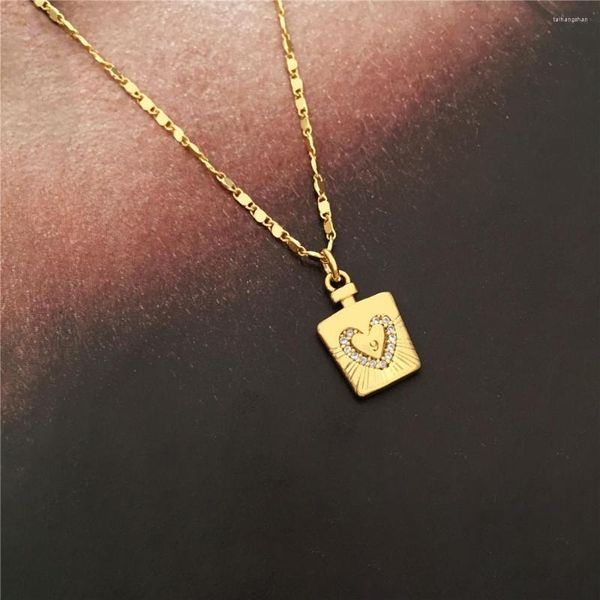 Collares pendientes placa de oro de 18 quilates corazón de amor para mujeres gargantillas 2023 tendencia moda Festival fiesta regalo joyería