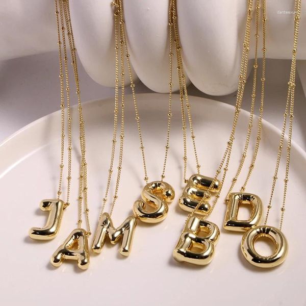Collares colgantes 18k chapado en oro Chunky Alfabeto Chubby Globo de helio Burbuja Collar de letra inicial para mujeres Boy Party Jewelry Regalo