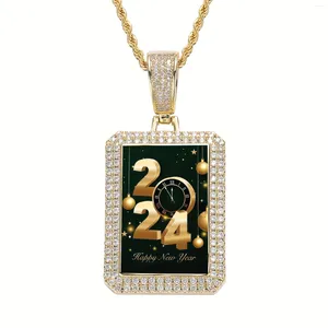 Collares colgantes 18k chapado en oro diseño de reloj de moda 2024 collar personalizado para hombre joyería de fiesta regalo