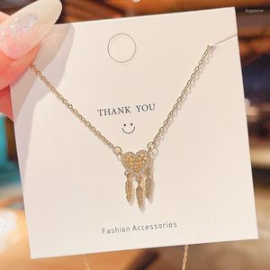 Pendentif Colliers 18k Plaqué Or Maille Coeur Gland En Acier Inoxydable Collier Pour Femmes Zircone Choker Femme Bijoux Cadeaux