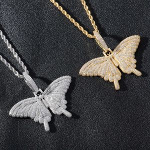 Colliers de pendentif 18 carats micro plaqués en or Small Butterfly Pendant avec pendentif en diamant en diamant en diamant associé à une chaîne de tennis