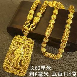 Hangende kettingen 18k heren draak patroon guan gong hanger 999 gouden ketting drakenmerk guanyin xiangyun ketting 24 baas keten sieraden cadeau 240419