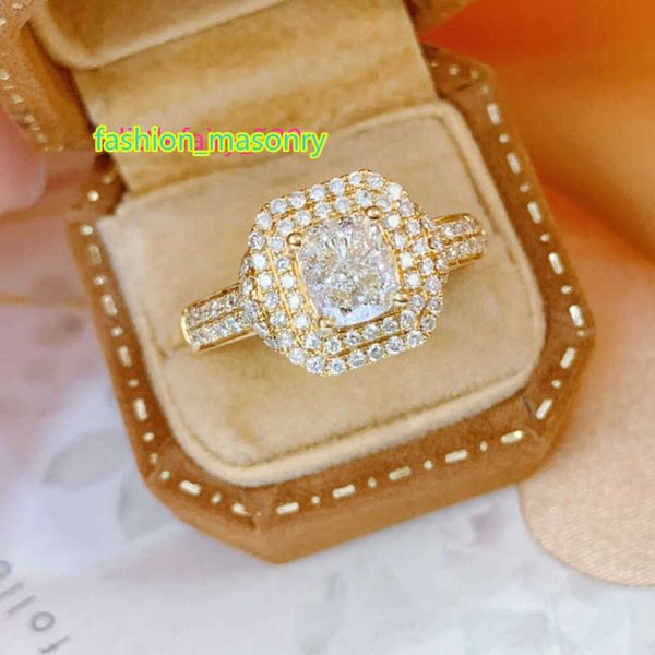 Collares colgantes 18k sólido oro real 1.0ct anillo de moissanita natural mujeres última moda exquisita lujo bling racimo diamante anillo de bodas