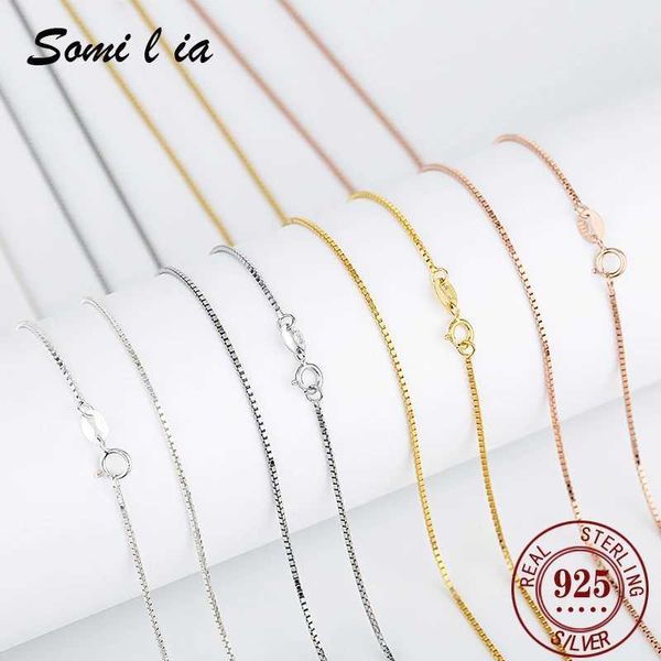 Colliers pendants 18K Boîte en or blanc collier Chain de chaîne authentique 925 argent sterling 0,6 mm 0,8 mm 1,0 mm Collier en gros pour femmes bijouxeq