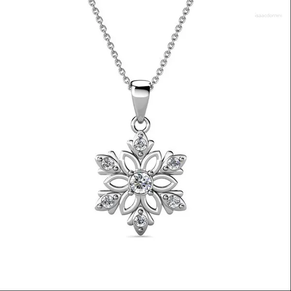 Colliers pendentif en or blanc 18 carats avec cristaux Collier de flocon de neige / fleur pour femmes filles adolescentes anniversaire cadeau d'anniversaire bijoux