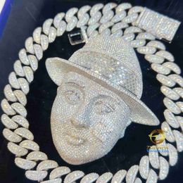 Colliers pendentifs 18MM VVS Moissanite Iced Out Diamond Gold Color Chain Necklace 925 Sterling Silver Men Collier Miami Cuban Link Chain