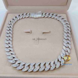 Collares pendientes 18MM VVS Moissanite Iced Out Diamond Gold Color Chain Necklace 925 Sterling Silver Men Collar Miami Cuban Link Chain J230612