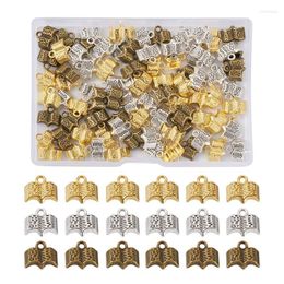 Hangende kettingen 1box Tibetan -stijl legering boekvorm Charms voor gemengde kleur armband DIY sieraden handgemaakt maken accessoiresspender maken