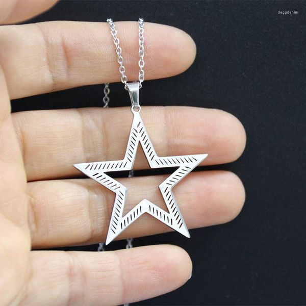 Collares pendientes 1 collar de estrella hueca pareja mujer hombres joyería de moda regalo del Día de San Valentín marca acero inoxidable