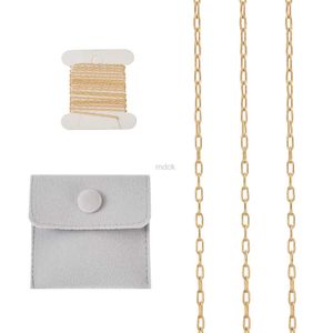 Hangende kettingen 1 m goud gevulde ovaal messing papieren kabelketen permanente armband sieraden voor vrouwen ketting earring diy accessoires 240419