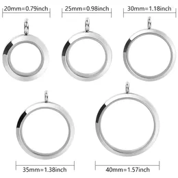 Pendentif Colliers 1pc 20-40mm en acier inoxydable rond reliquaire Po Medaillon verre ouvert photo vivante Relicario Colgantes bijoux en vrac