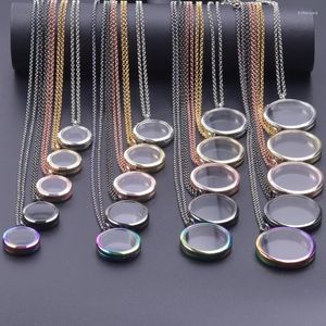 Pendentif colliers 1Pc 25-40mm mélange couleur torsion verre mémoire image médaillon pour femmes hommes rond vivant Relicario Collares bijoux