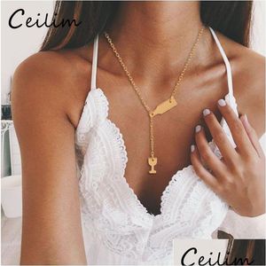 Pendentif Colliers 1 Pc Bière Tasse Long Collier Pour Les Femmes Bouteille De Vin Or Sier Couleur Chaîne Partie De Mode Cadeau Bijoux En Gros Dhgarden Dhagp