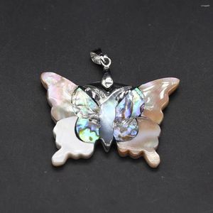 Pendentif Colliers 1PC Forme de papillon Charmes de coquille blanche Pendentifs d'ormeau naturel pour la fabrication de bijoux Boucles d'oreilles DIY Cadeaux pour femmes