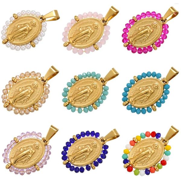 Colliers pendants 1pc Couleur d'or classique Vierge ovale Modèle Charmes pour les bijoux Boucles d'oreilles Boullier de collier coloré DIY