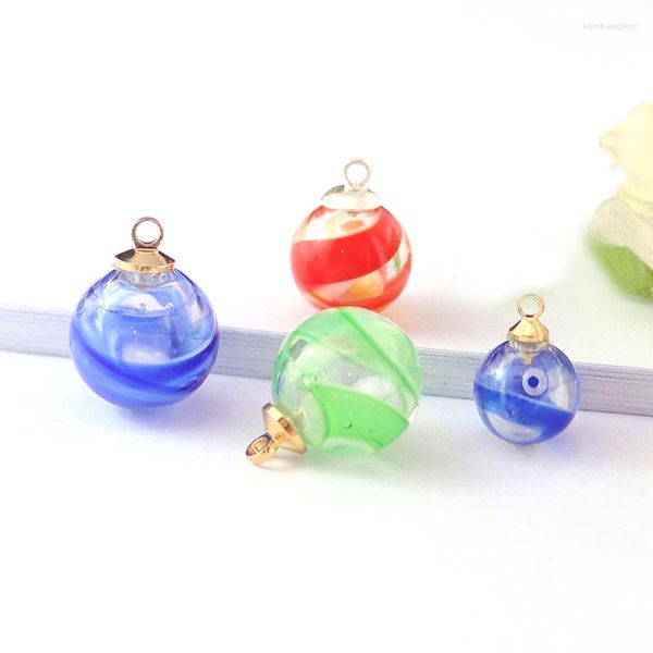 Pendentif Colliers 1 PC Coloré 10/12/14 MM Boule Avec Bouchon En Métal Bouteille Diffuseur Trou Diy Collier Bracelet Trouver