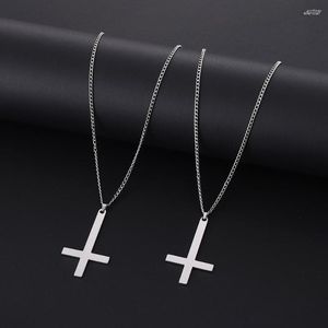 Hanger Kettingen 1 Pc Dainty Titanium Staal Ondersteboven Kruis Ketting Voor Mannen Omgekeerde Met Ketting Mode-sieraden 2023