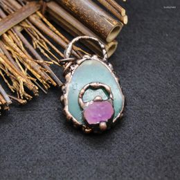 Pendentif Colliers 1 pc Druzy Bijoux Artisanal Pierre Naturelle Collier AntGold Couleur Vert Aventurine Rose Améthyste