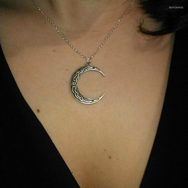 Collares pendientes 1 pieza elegante collar de luna creciente para mujer encanto irlandés Celtics joyería de alta calidad