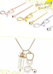 Pendentif Colliers 1 pc Équipement Coeur Stéthoscope Collier Soins Infirmiers Bijoux Étudiant Bijoux Femme Graduation Cadeaux