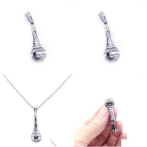 Pendentif Colliers 1Pc Est Cool Microphone En Acier Inoxydable 316L Bijoux Hommes Garçons Musique Pendentifpendentif Collierspendentif Drop Delivery P Dhpbo