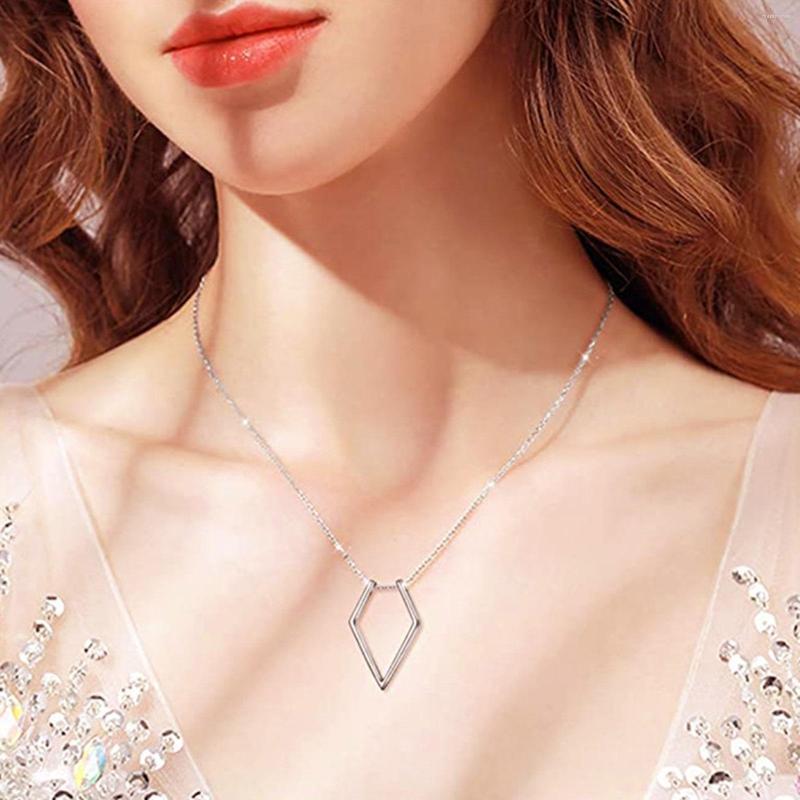 Pendant Necklaces 1PC Fashion Necklace Geometric Simple Ring Holder For Man Women Jewelry Silver Color Gold 45cm Long