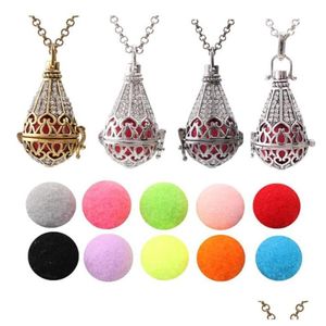 Pendentif Colliers 1PC Finition Cuivre Antique Goutte Larme Cristal Cage Collier Aroma Par Huile Essentielle Médaillons Diffuseur Goutte Livrer Dhuyl