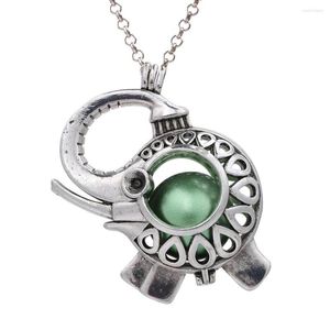 Pendentif Colliers 1pc Flottant Éléphant Arôme Collier Huile Essentielle Diffuseur Médaillon Lava Perle Cage Charmes Avec Des Boules De Feutre